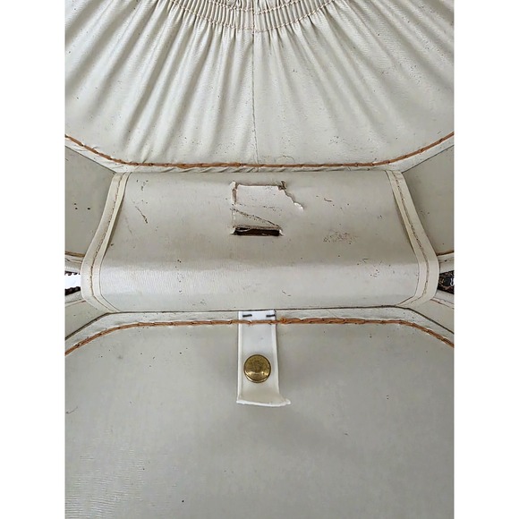 Vintage 1960's Faux Leather Zippered Round Hard Case With Mirror 12"x13"x5" - Picture 6 of 6